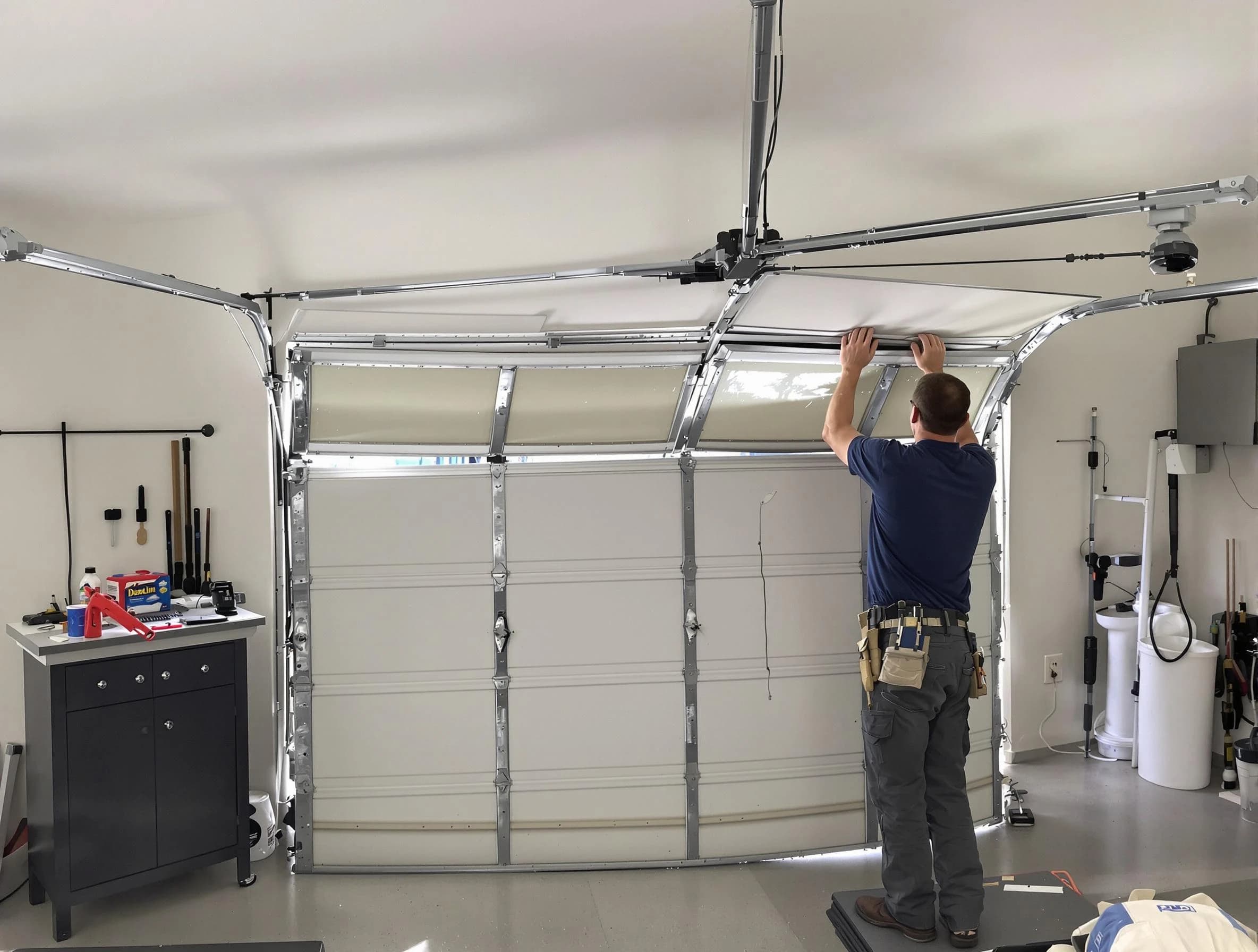 Bellwood Garage Door Repair specialist performing precise section replacement on Bellwood garage door