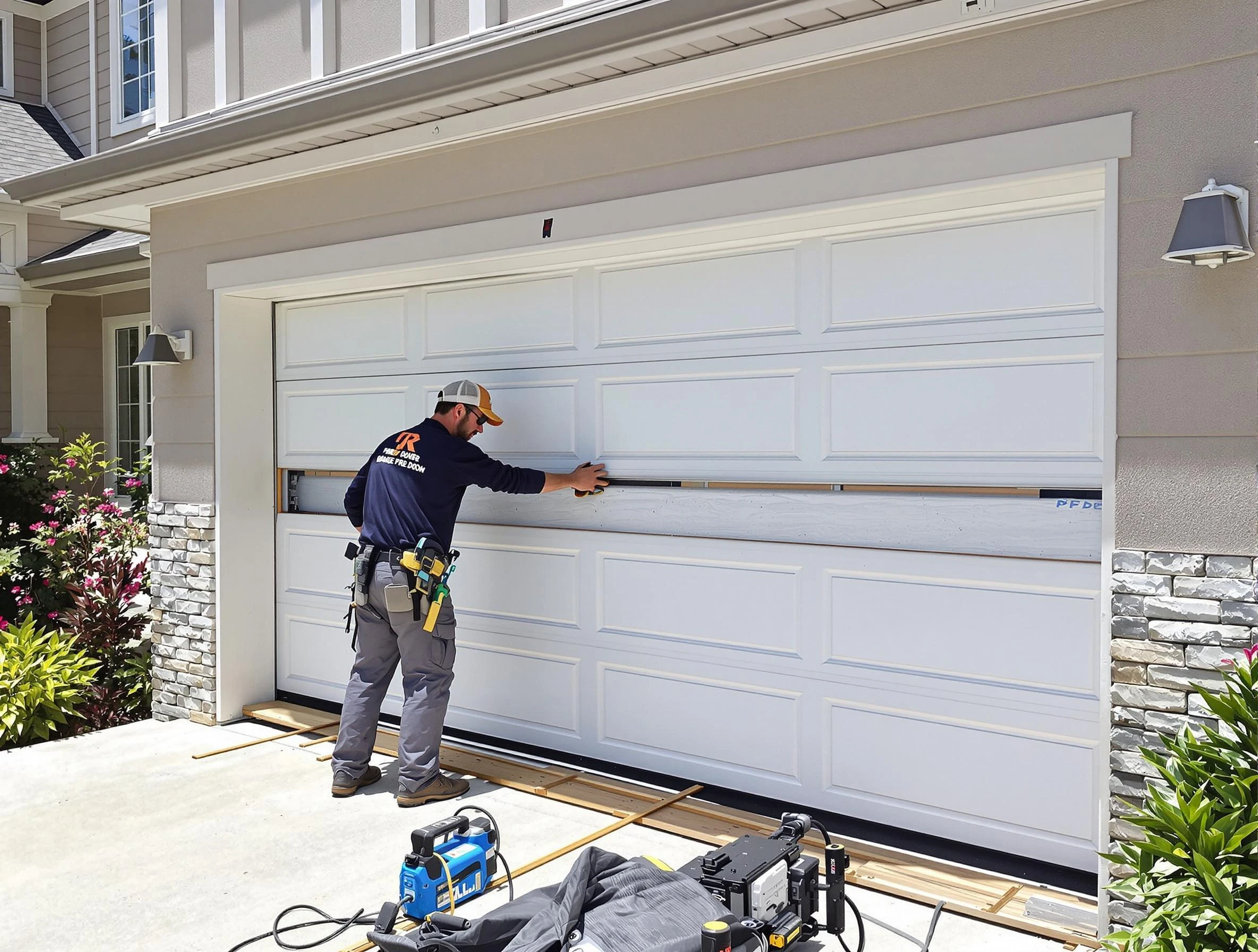 Bellwood Garage Door Repair team performing complete garage door replacement at Bellwood residence