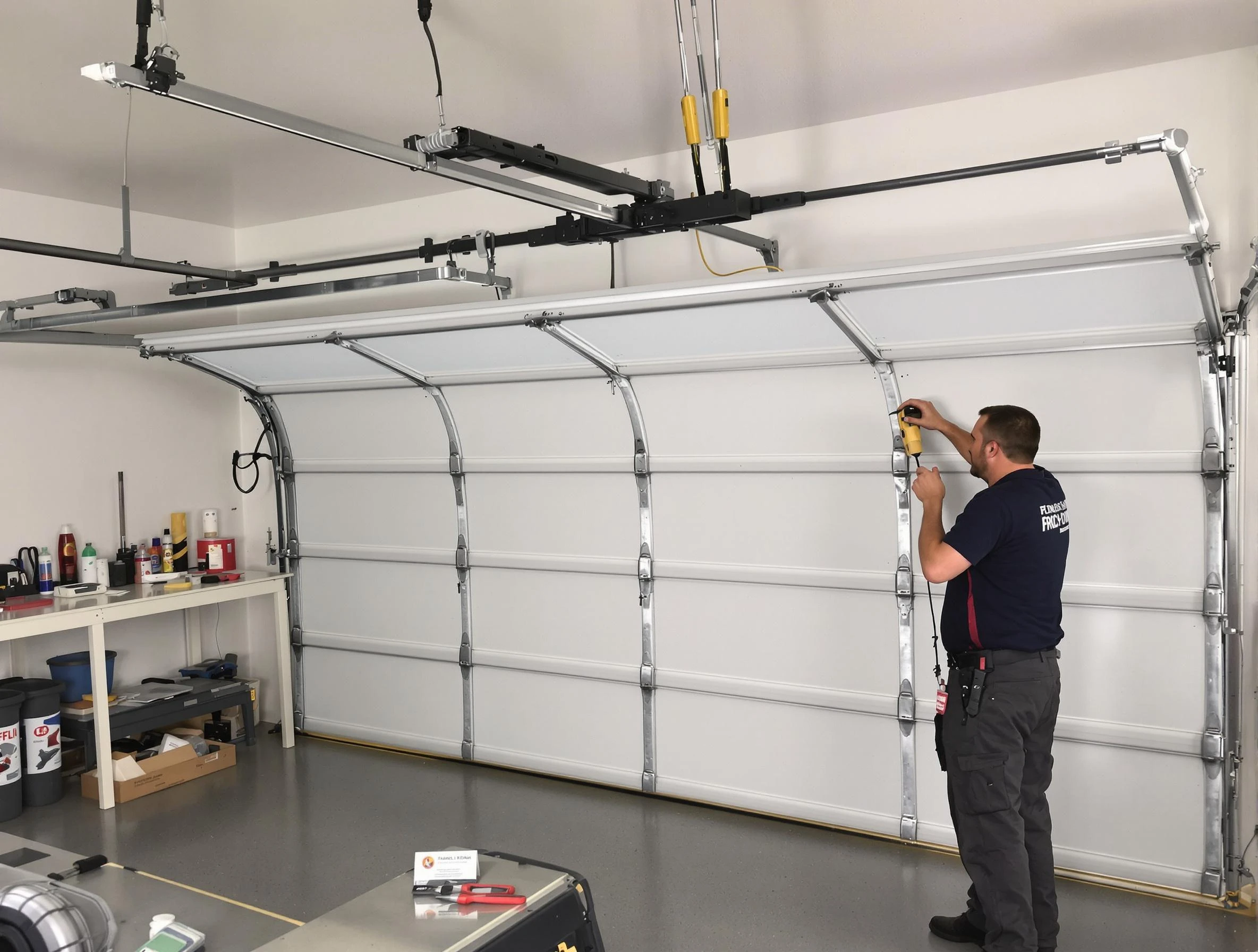 Bellwood Garage Door Repair certified technician performing overhead door system repair in Bellwood