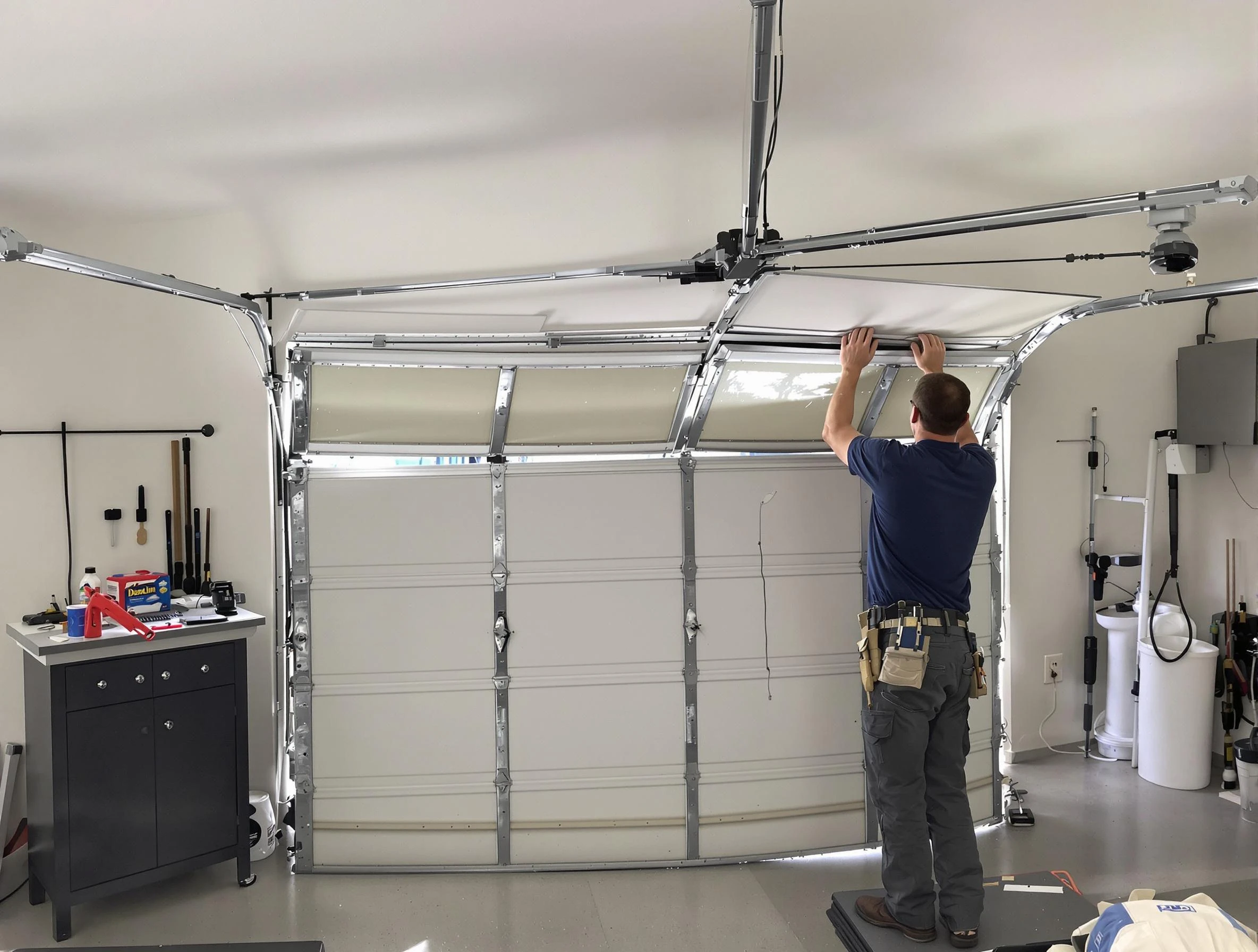 Bellwood Garage Door Repair specialist performing precise section replacement on Bellwood garage door